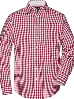 Daiber JN 617 Popelínová kostkovaná košile s dl. rukávem 02.0617 bordeaux/white