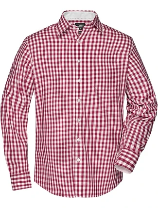 Daiber JN 617 Popelínová kostkovaná košile s dl. rukávem 02.0617 bordeaux/white