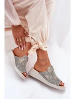 Dámské sandály na klínu se zipem zvířecí vzor béžové Irriva