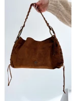 Kožená semišová taška s ozdobnými šňůrkami camel Janelis