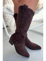 Kozačky Kovbojky Dámské Čokoládové Jazelle Kozačky Kovbojky Dámské Čokoládové Jazelle