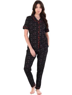 Dámské pyžamo 180/162 černé se srdíčky - Karol