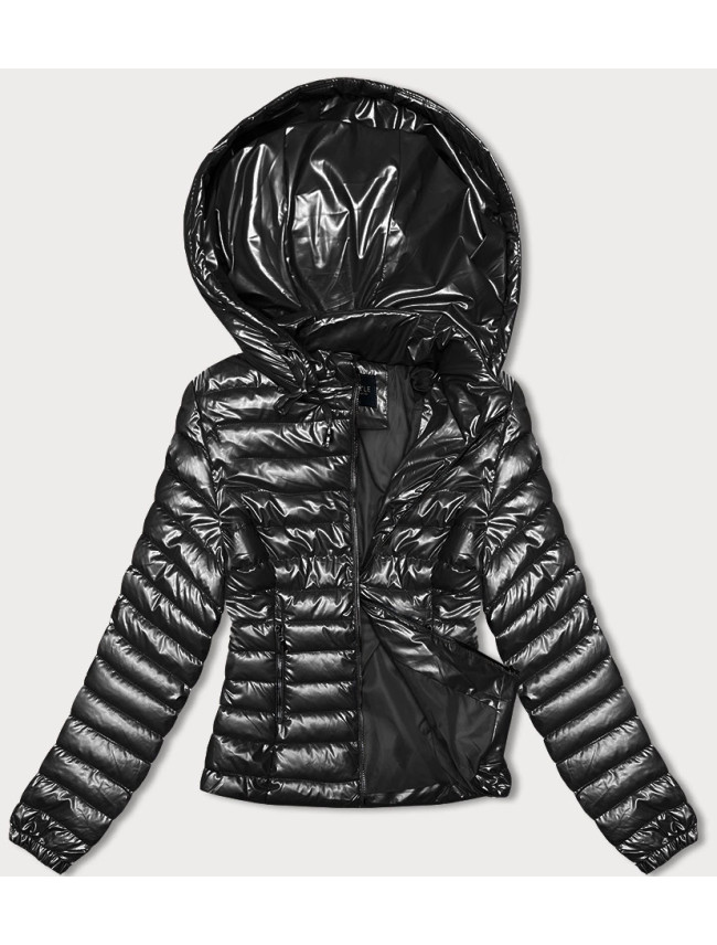 Černá dámská prošívaná bunda s kapucí (16M9106-392)