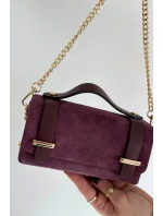 Kabelka z přírodního semiše s řetízkem fialová Nivra