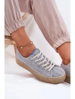 Dámské trampky na platformě s pleteným detailem Lee Cooper – modré