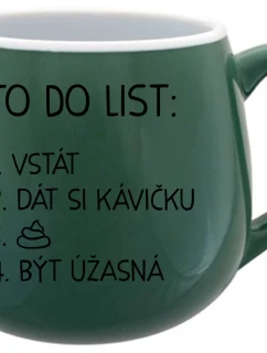 TO DO LIST: BÝT ÚŽASNÁ - zelený keramický hrníček 300 ml