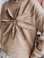 Dámská oversize mikina s květinami PETITKA moka FashionStreet BY1386