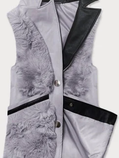 Šedá dámská vesta s kožíškem (BR9593-102)