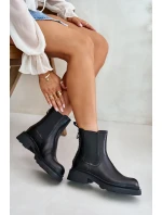 Kožené Botky Chelsea S Dekorativním Řetězem Zateplené D&A JC42-86 Černé