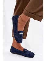 Dámské ploché mokasíny z pravé semišové kůže S.Barski LR61-7029 tmavě modré