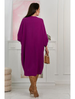 Oversize šaty s výstřihem do V tmavě fialové barvy