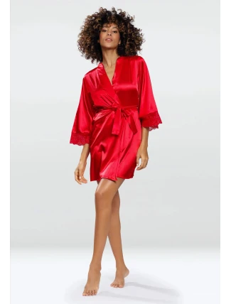 Dámský saténový župan Belinda červený - Dkaren Dámský saténový župan Belinda červený - Dkaren