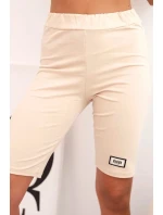 Dámský bavlněný komplet s krátkým rukávem a šortkami béžový