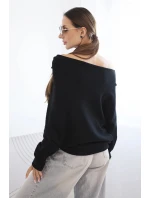 Dámský asymetrický batwing svetr viskózový černý Dámský asymetrický batwing svetr viskózový černý