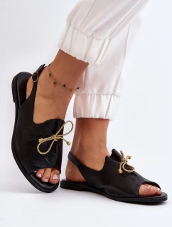 Kožené ploché sandály Zazoo 2898 černé