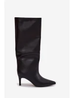 Dámské kozačky na jehlovém podpatku, zateplené Olivienne – černé