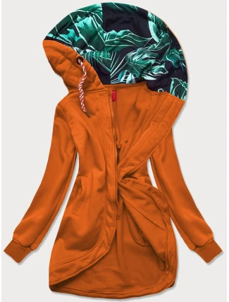 Dlouhá dámská rozepínací mikina v karamelové barvě (AMG815) Dlouhá dámská rozepínací mikina v karamelové barvě (AMG815)