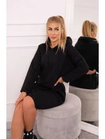 Šaty s kapucí a bočním rozparkem černé