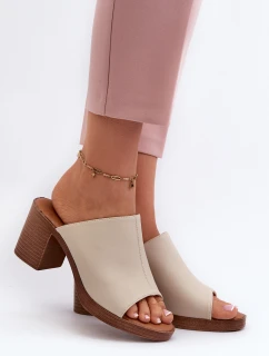 Elegantní Lehké Dámské Sandály Na Podpatku Béžové Varnila