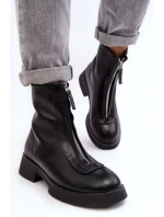 Dámské ploché kozačky se zipem černá Elkasa Dámské ploché kozačky se zipem černá Elkasa