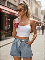 Dámské džínové šortky s vázáním v pase modré FashionStreet SY0552