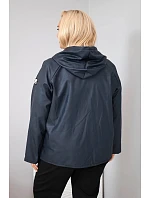 Dámská bunda Plus Size s kapucí a nastavitelným spodkem modrá