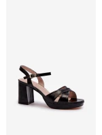 Dámské sandály na podpatku z ekologické kůže černé Jatine