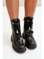 Ekokožené Boty Worker Dámské S Připínáky Černé Rianael