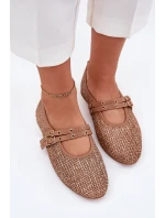 Baleríny S Pletením A Pásky Khaki Partheda Baleríny S Pletením A Pásky Khaki Partheda