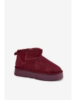 Módní semišové nízké sněhule bordó Nucca