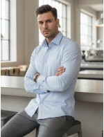 Pánská elegantní hladká modrá košile SLIM FIT FashionStreet DX2614 Pánská elegantní hladká modrá košile SLIM FIT FashionStreet DX2614