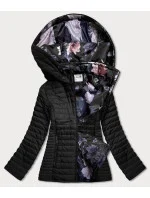 Černá dámská bunda s květovanou podšívkou (SF726) Černá dámská bunda s květovanou podšívkou (SF726)