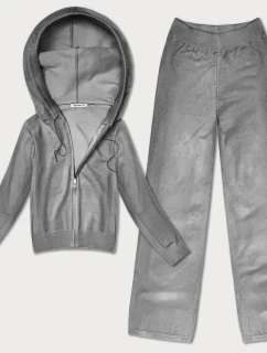 Šedý úpletový dvoudílný komplet - mikina a kalhoty (26C8803-2)