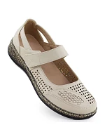 Dámská prolamovaná obuv na suchý zip béžová Unisoft 7026