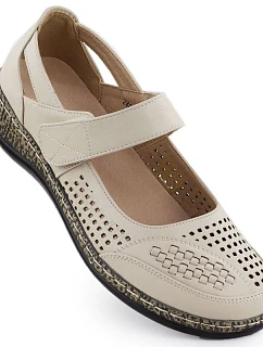 Dámská prolamovaná obuv na suchý zip béžová Unisoft 7026