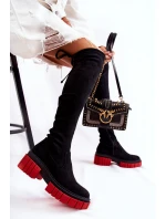 Dámské semišové boty Workers Černá a červená Cheera