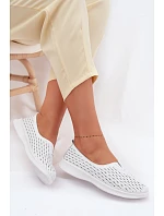 Kožené Ażurowé Dámské Polobotky Bílé Eliva