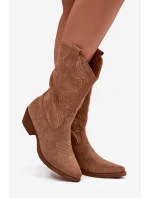 Dámské kotníkové boty cowgirl na podpatku – béžové Lovelle