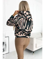 390-5 Mikina klokanka s kapucí - zelená a béžová vlna