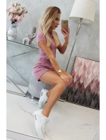 Bavlněná souprava se šortkami tmavě růžová