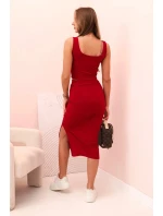 Dámský top a vroubkovaný sukně Burgundsko