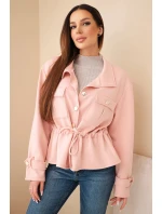 Dámská rozepínací mikina máslová s tkaničkou a kapsami tmavě pudrově růžová