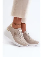 Dámské kožené tenisky na podpatku béžové S.Barski LR810