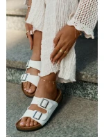 Dámské Pantofle Na Korek Platformě S Přezkami Bílé Redore