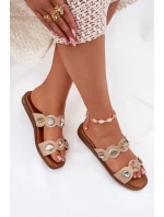 Dámské pantofle se zlatými doplňky béžové Jenoriela Dámské pantofle se zlatými doplňky béžové Jenoriela