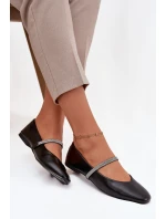 Dámské baleríny s lesklými pásky černé Ilirene
