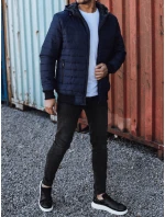 Pánská přechodná prošívaná bunda s kapucí tmavě modrá FashionStreet TX4936