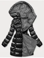 Černá oboustranná dámská metalická bunda (b8070-1)