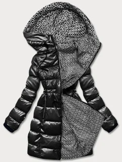 Černá oboustranná dámská metalická bunda (b8070-1)