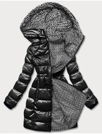 Černá oboustranná dámská metalická bunda (b8070-1)